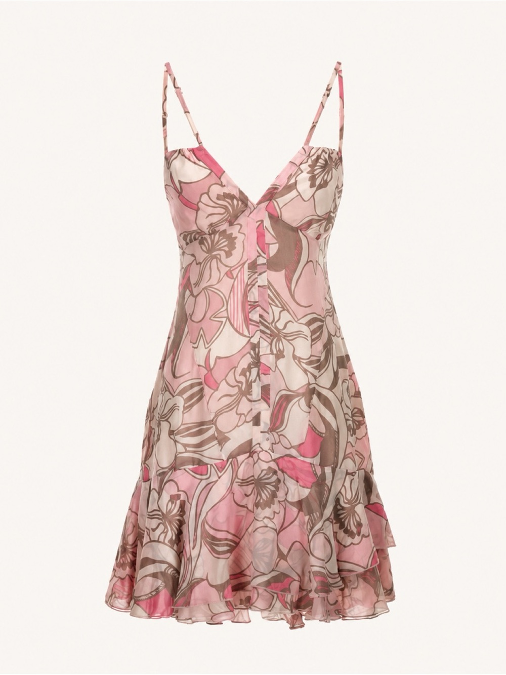A|X Armani Exchange Silk Floral Ruffle Mini Dress Y2K